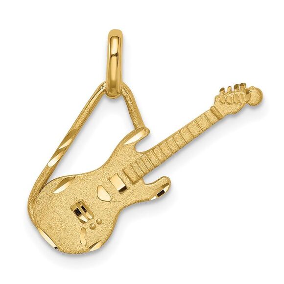 14k Yellow Gold Brushed & Diamond-cut Guitar Pendant,All Products : American Fashion Style Bags On Sale